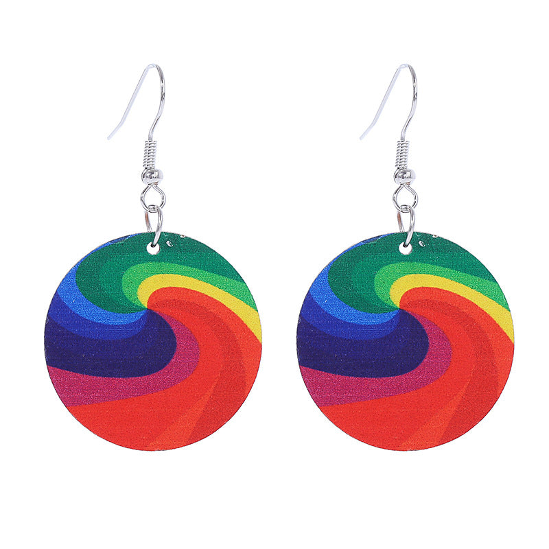 Wholesale Rainbow LGBT Collection Wood Earrings